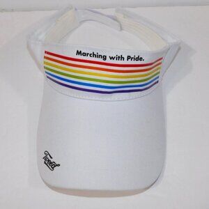 Marching With Pride Visor LGBTQ+ White Rainbow Tweed